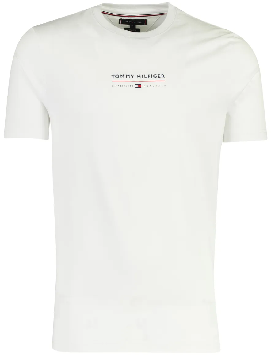 wit t-shirt Tommy Hilfiger merk opdruk ronde hals