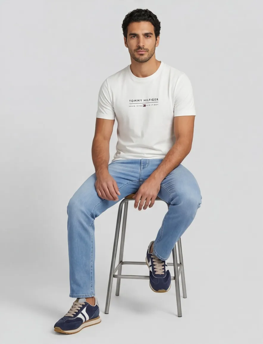 wit t-shirt Tommy Hilfiger merk opdruk ronde hals
