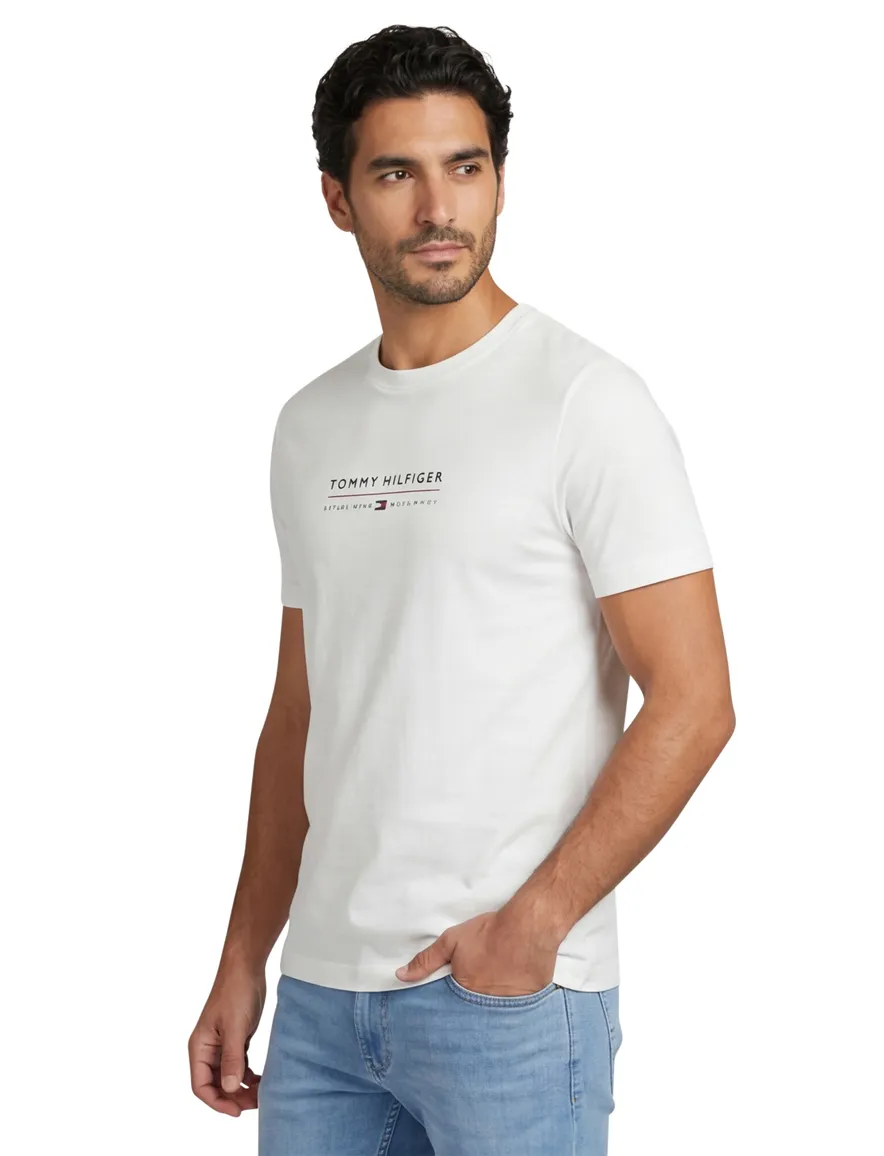 wit t-shirt Tommy Hilfiger merk opdruk ronde hals
