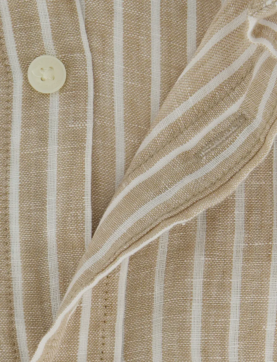 Tommy Hilfiger overhemd bruin linen strepen