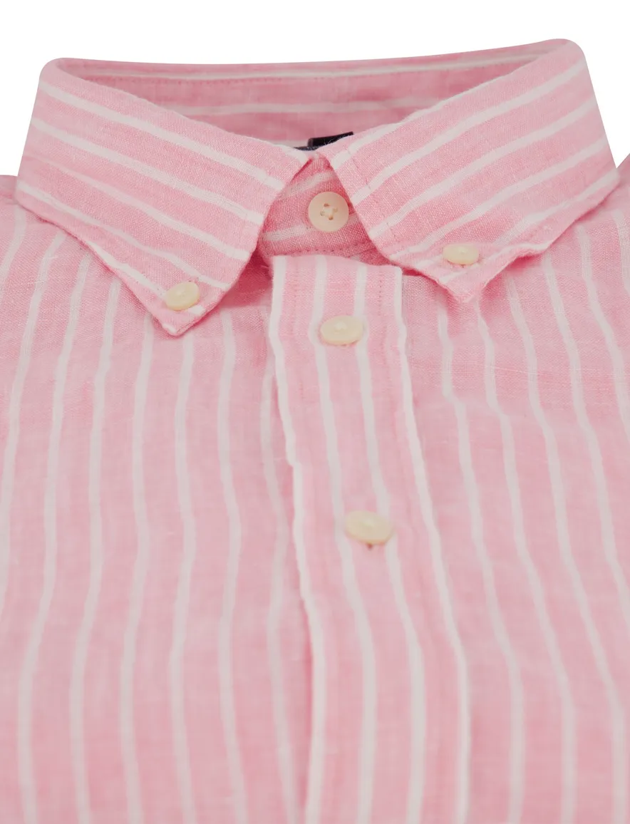 Tommy Hilfiger overhemd roze 100% linnen strepen