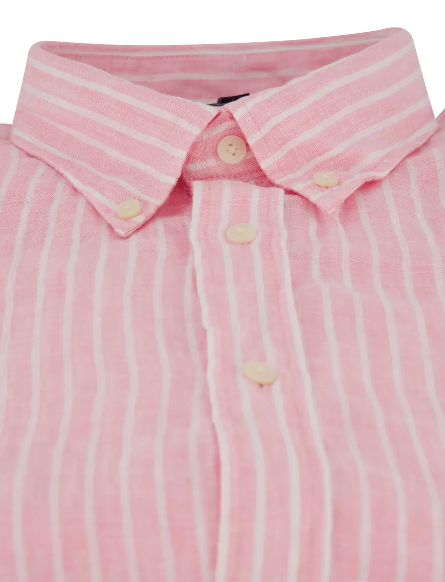 Tommy Hilfiger overhemd roze linen strepen