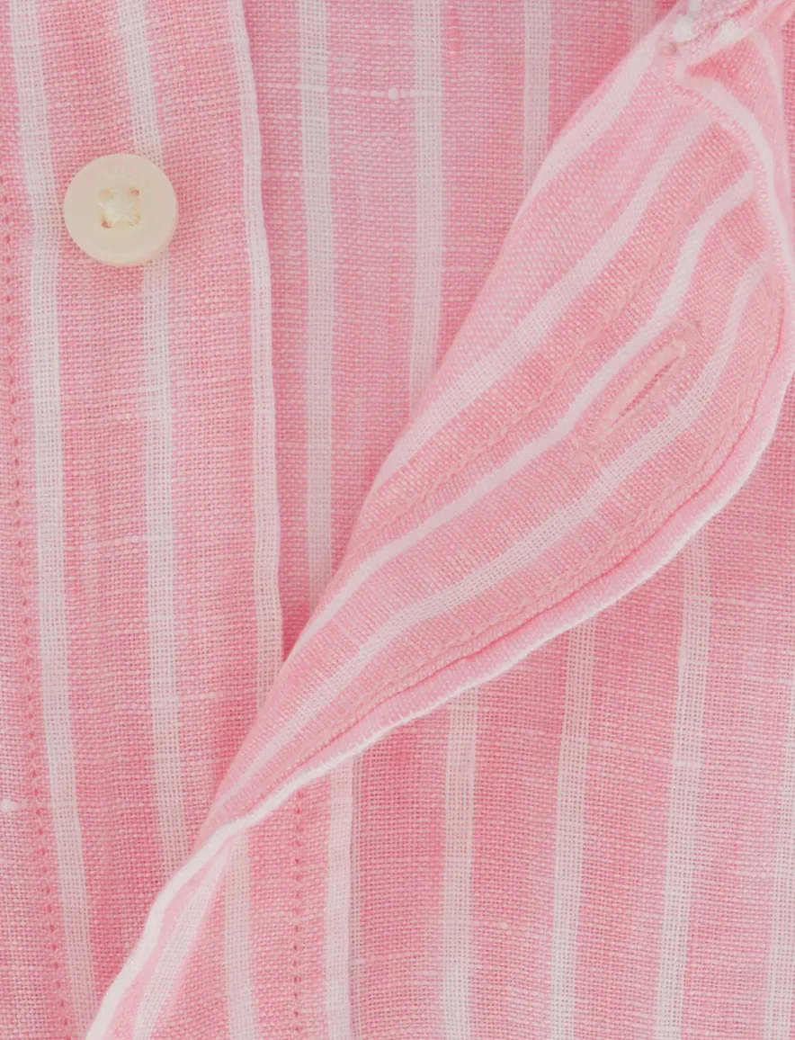 Tommy Hilfiger overhemd roze 100% linnen strepen