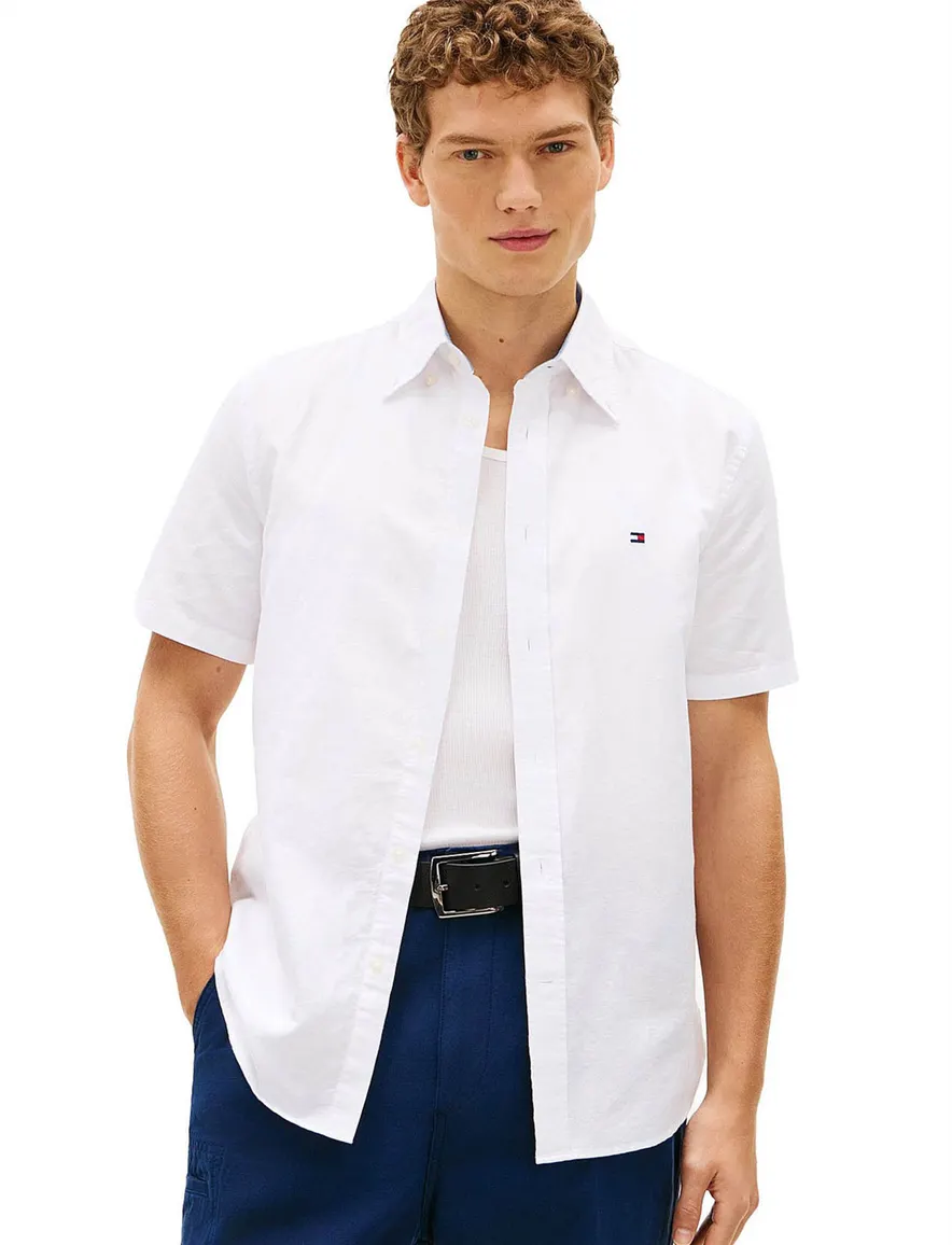 Tommy Hilfiger overhemd korte mouw wit