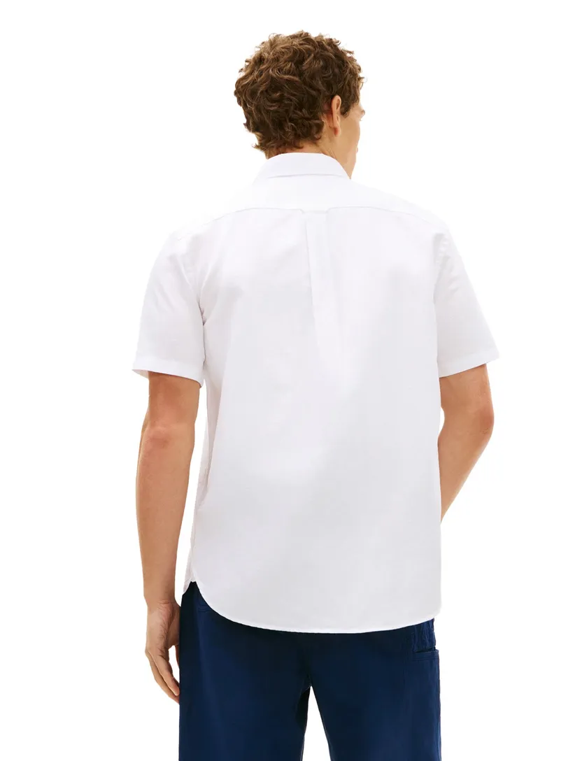 overhemd effen wit Tommy Hilfiger katoen normale fit