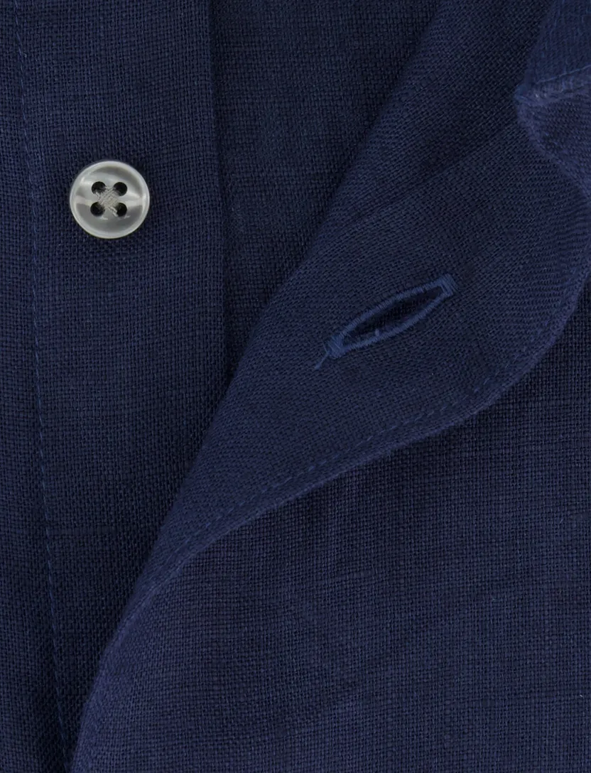 overhemd effen donkerblauw Tommy Hilfiger 100% linnen