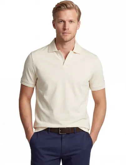 Tommy Hilfiger Poloshirt V-hals Tommy Hilfiger creme