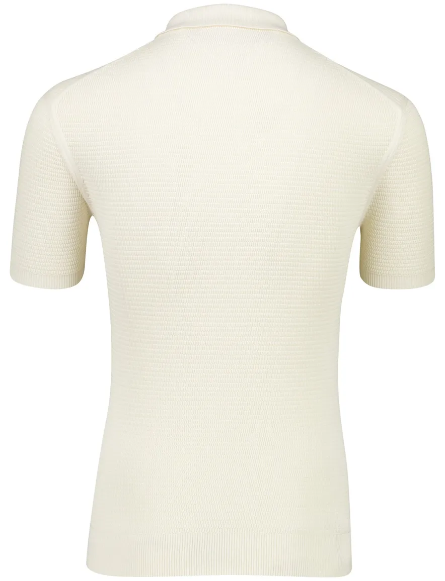 Tommy Hilfiger Polo creme met rits structuur