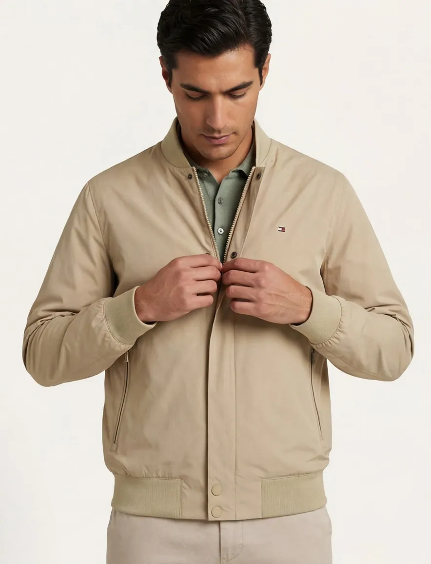 beige zomerjas Tommy Hilfiger waterafstotend
