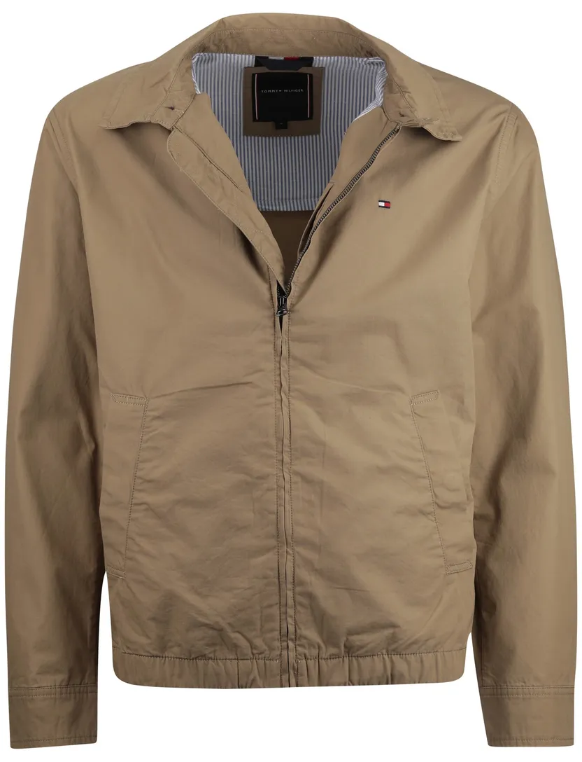 zomerjas Tommy Hilfiger beige normale fit met rits katoen
