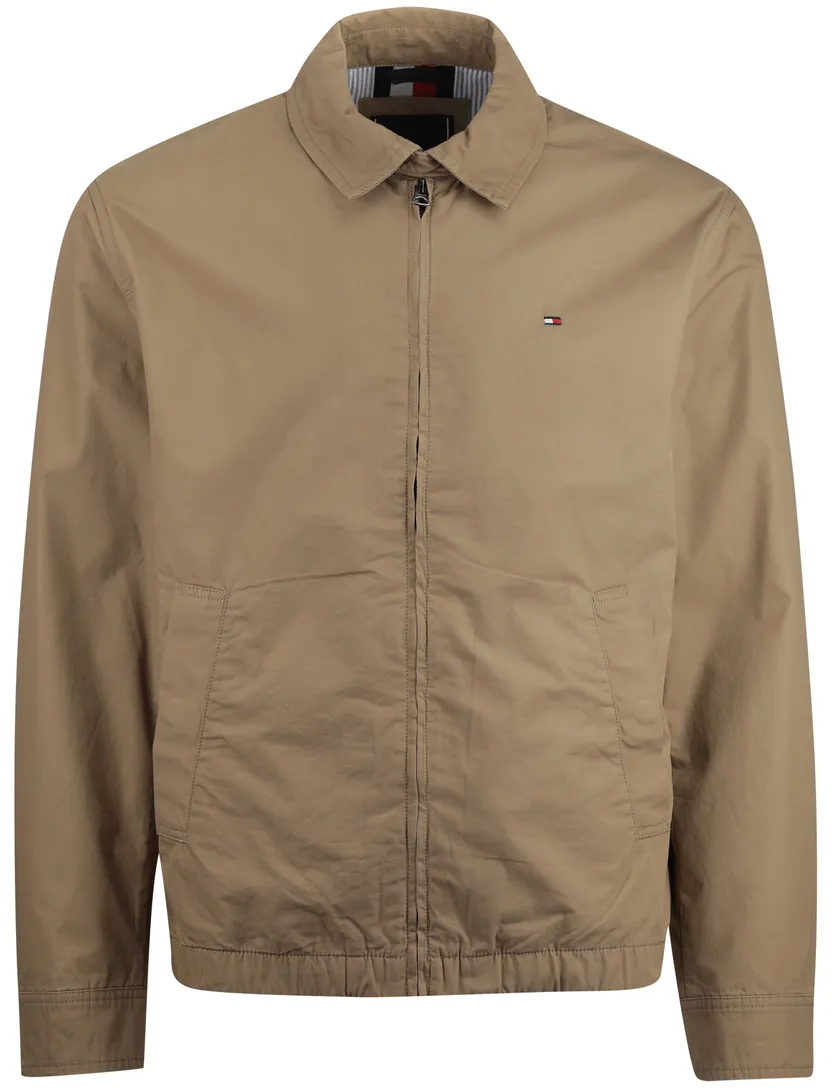 zomerjas Tommy Hilfiger beige normale fit met rits katoen