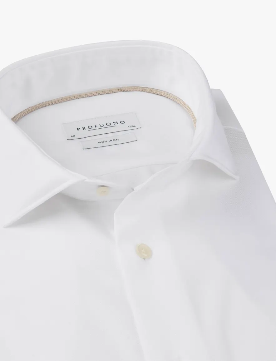 Profuomo Overhemd Slim fit wit strijkvrij