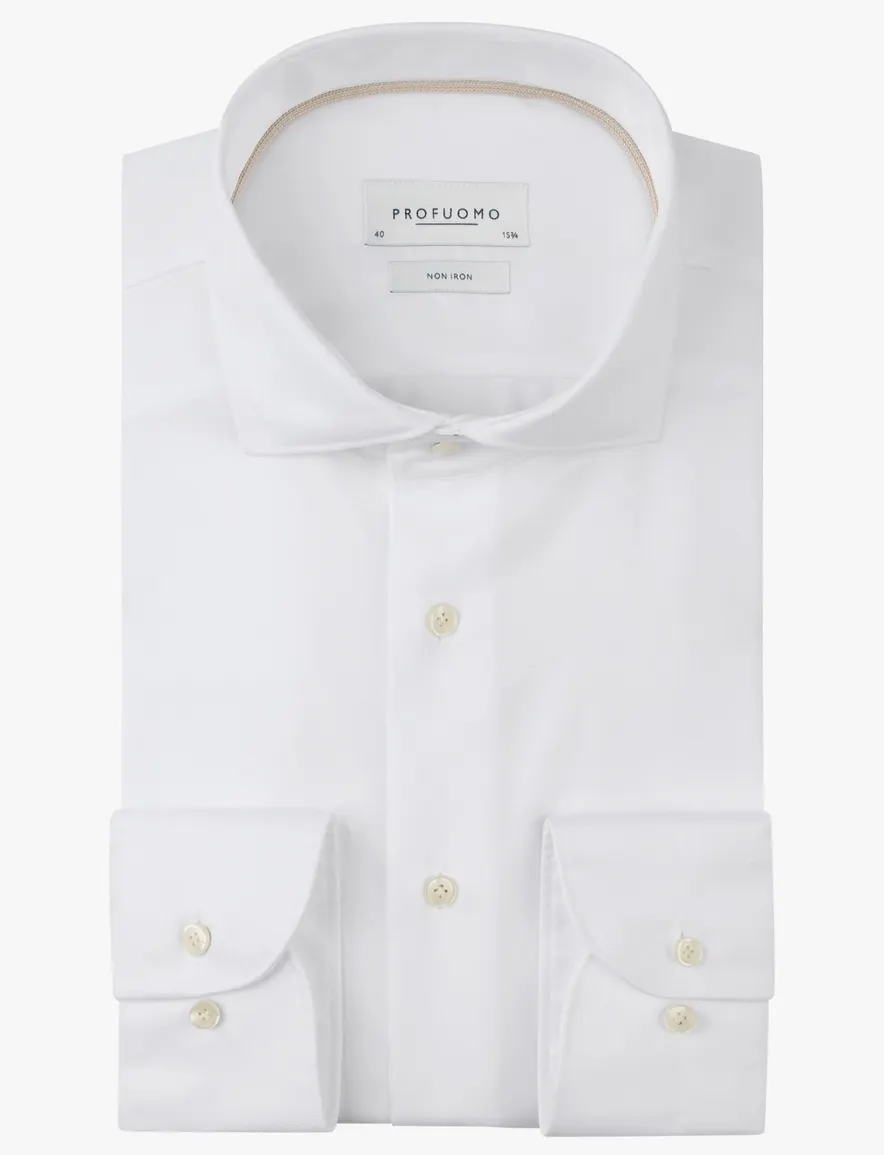 Profuomo Overhemd Slim fit wit strijkvrij