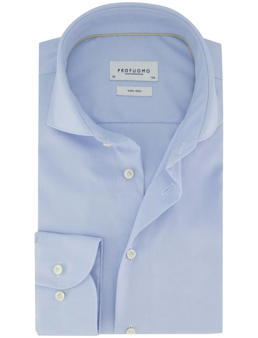 Profuomo overhemd Slim Fit lichtblauw effen strijkvrij