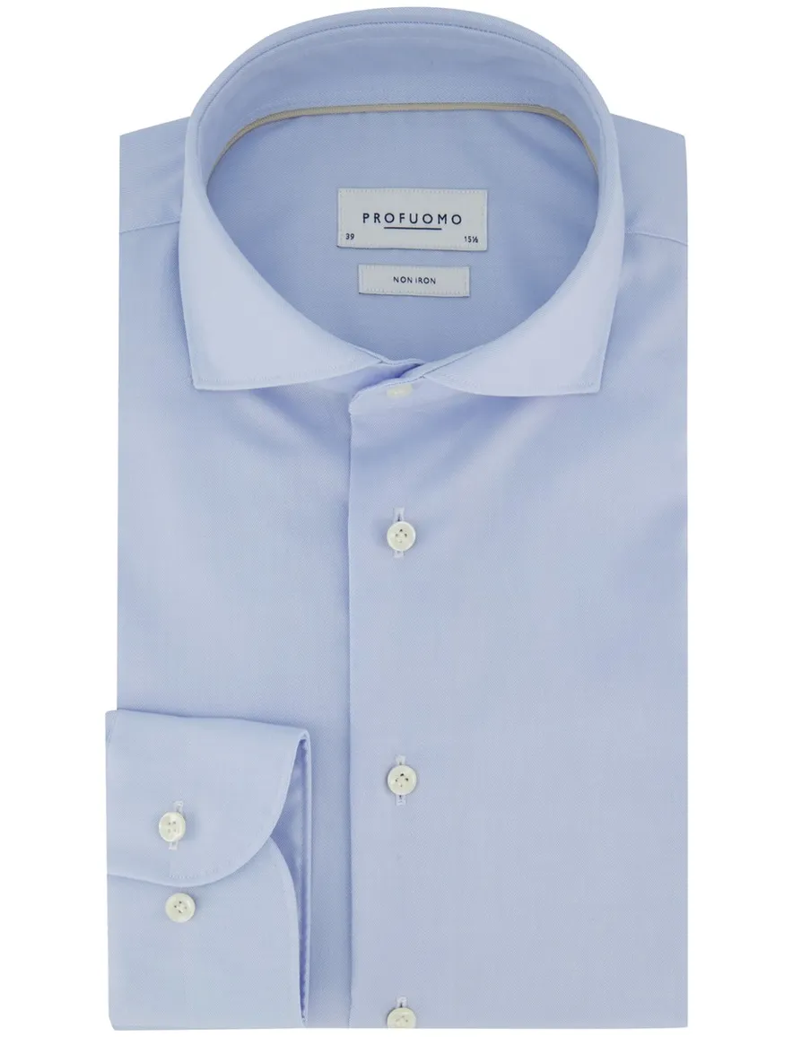 Profuomo overhemd Slim Fit lichtblauw effen strijkvrij