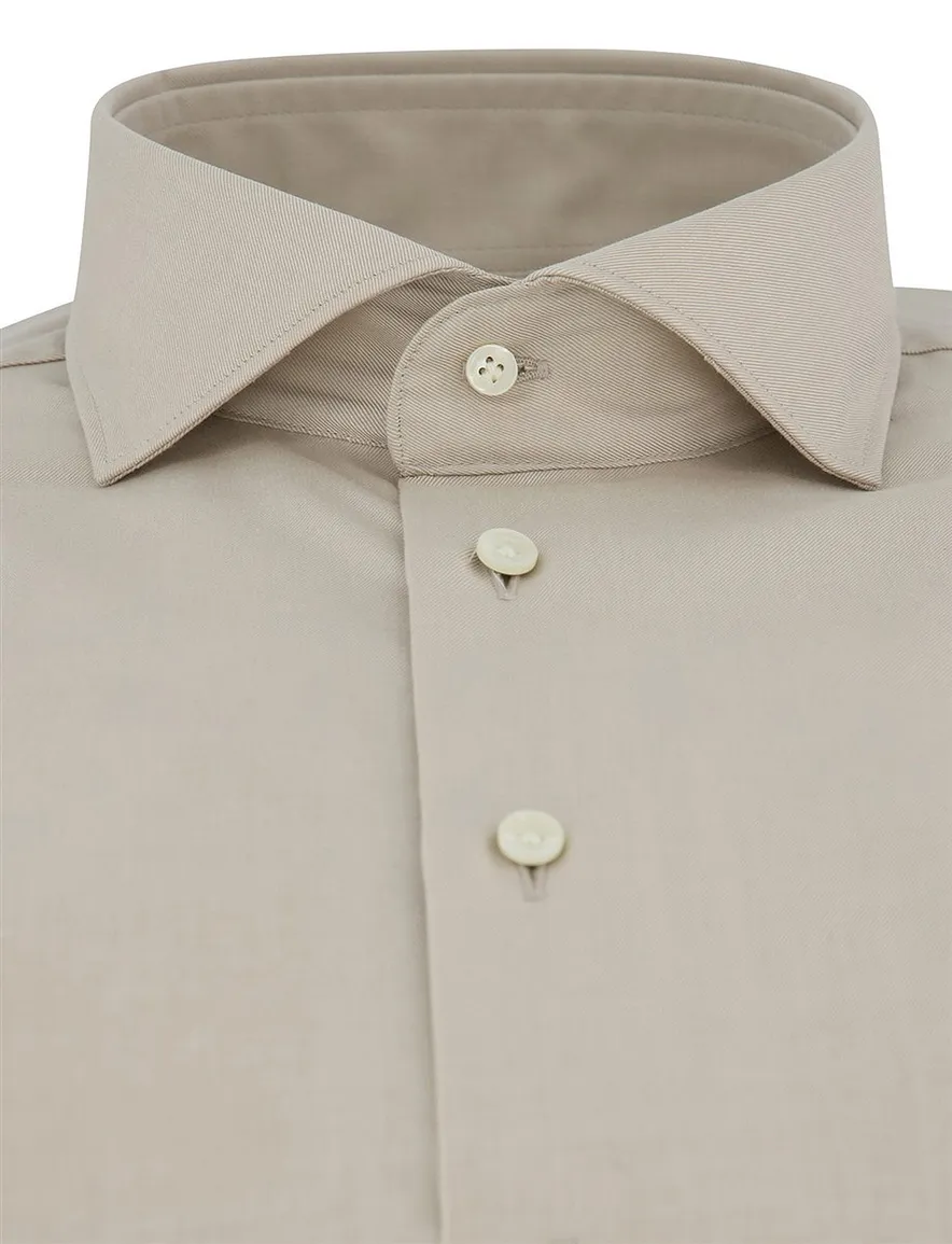 Profuomo overhemd beige strijkvrij