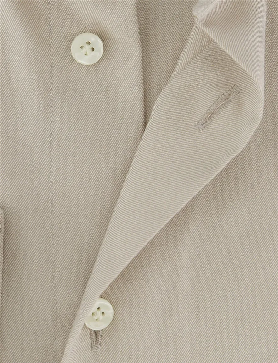 Profuomo overhemd beige strijkvrij