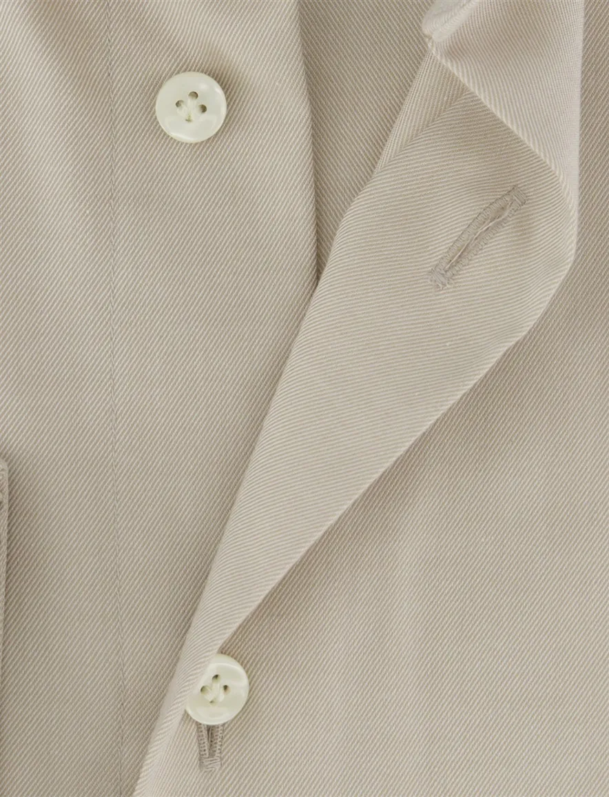 Profuomo overhemd Slim Fit beige effen strijkvrij