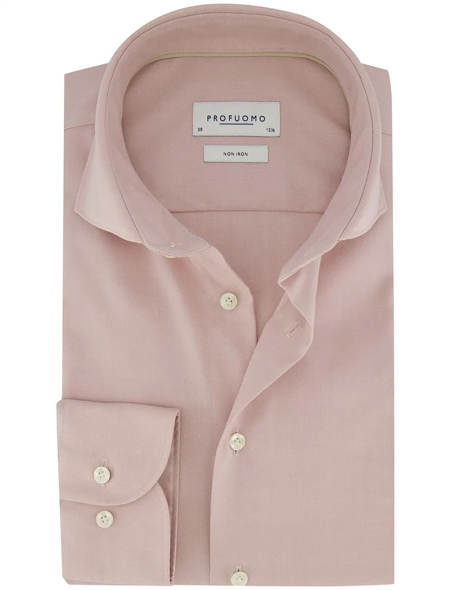 Profuomo overhemd roze strijkvrij
