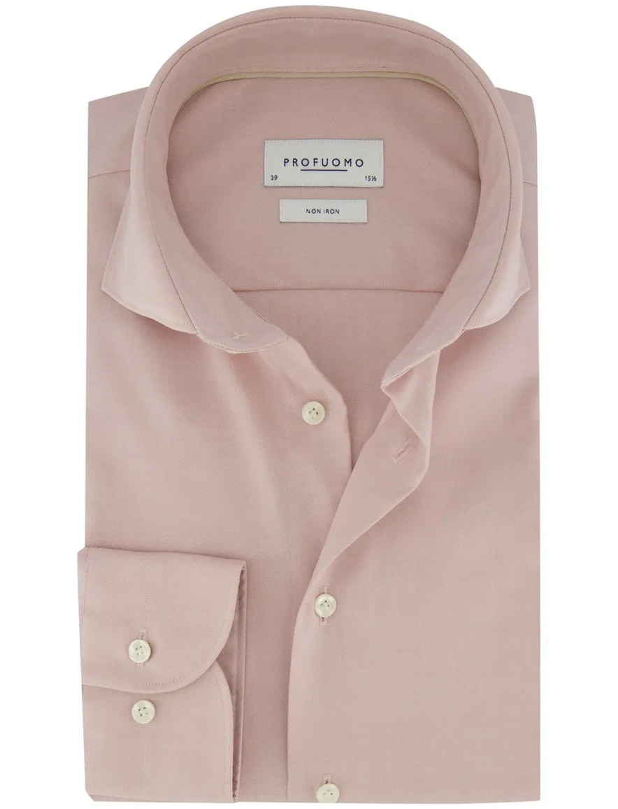 Profuomo overhemd Slim Fit roze effen strijkvrij