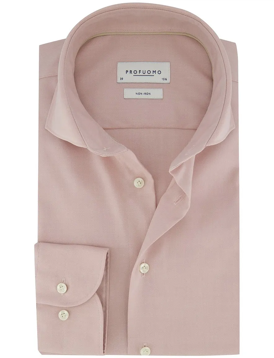 Slim Fit Profuomo overhemd roze effen