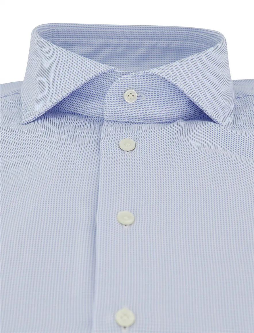 Overhemd Profuomo Slim Fit lichtblauw geprint strijkvrij