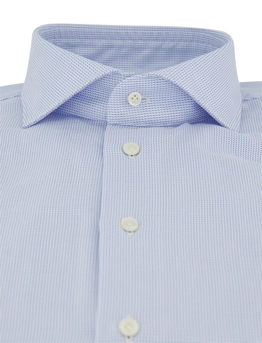 Profuomo overhemd Slim Fit lichtblauw geprint strijkvrij