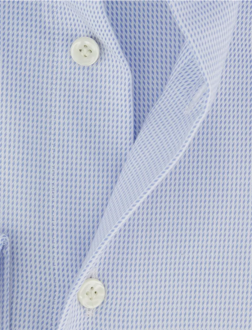 Overhemd Profuomo Slim Fit lichtblauw geprint strijkvrij