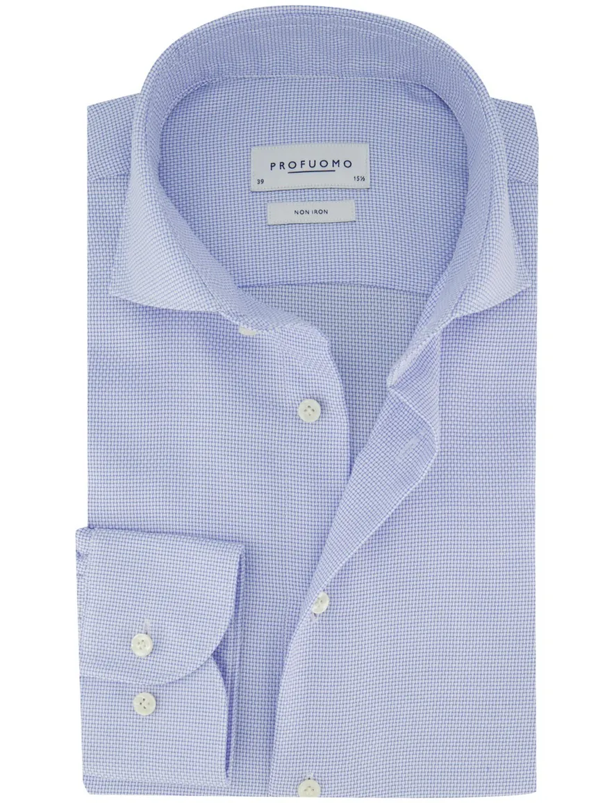 Overhemd Profuomo Slim Fit lichtblauw structuur