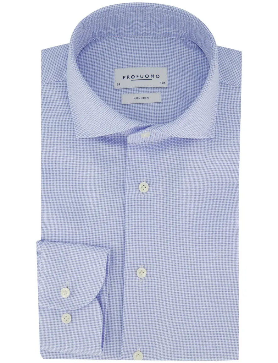 Overhemd Profuomo Slim Fit lichtblauw structuur