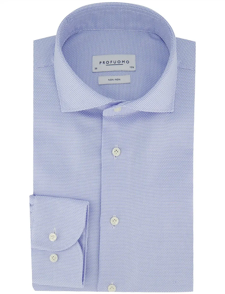 Overhemd Profuomo Slim Fit lichtblauw structuur