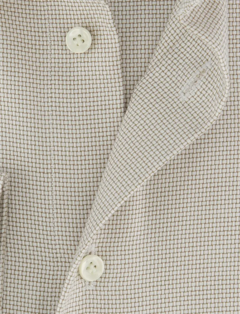 Beige katoenen Profuomo Slim Fit overhemd strijkvrij