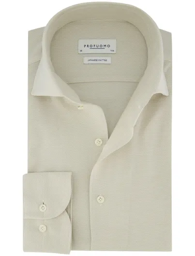 Profuomo Overhemd Profuomo Slim Fit beige effen