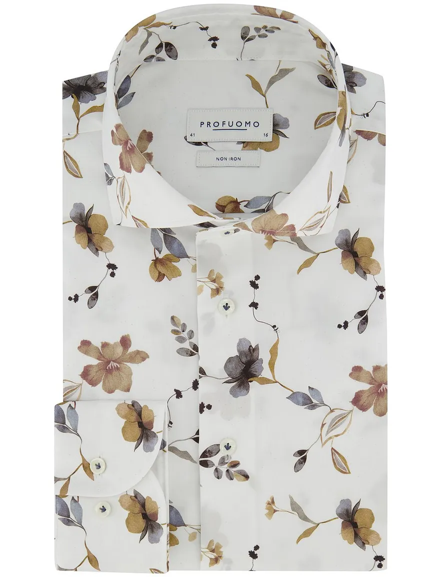 Profuomo overhemd slim fit bloemen