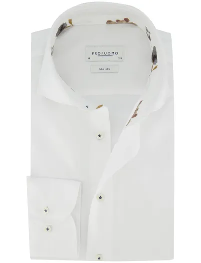 Profuomo Overhemd Profuomo Slim Fit wit effen strijkvrij