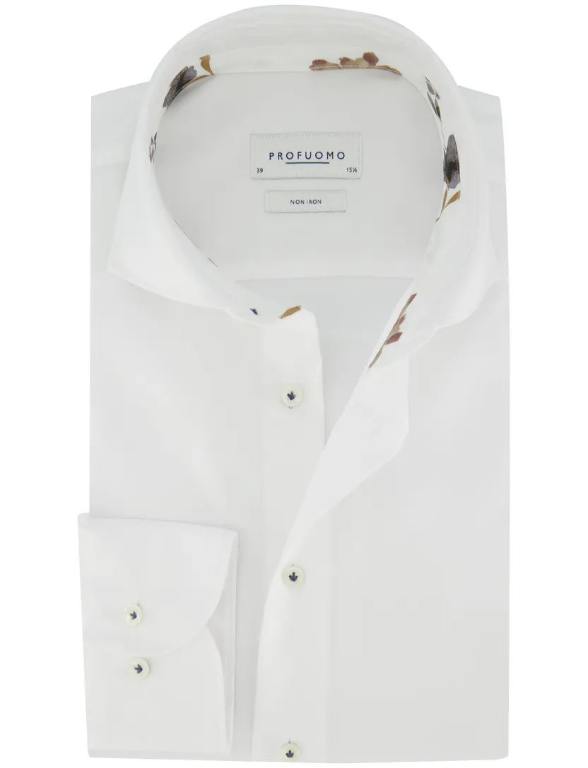 Witte overhemd Profuomo Slim Fit effen katoen