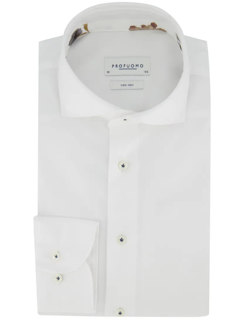 Witte overhemd Profuomo Slim Fit effen katoen