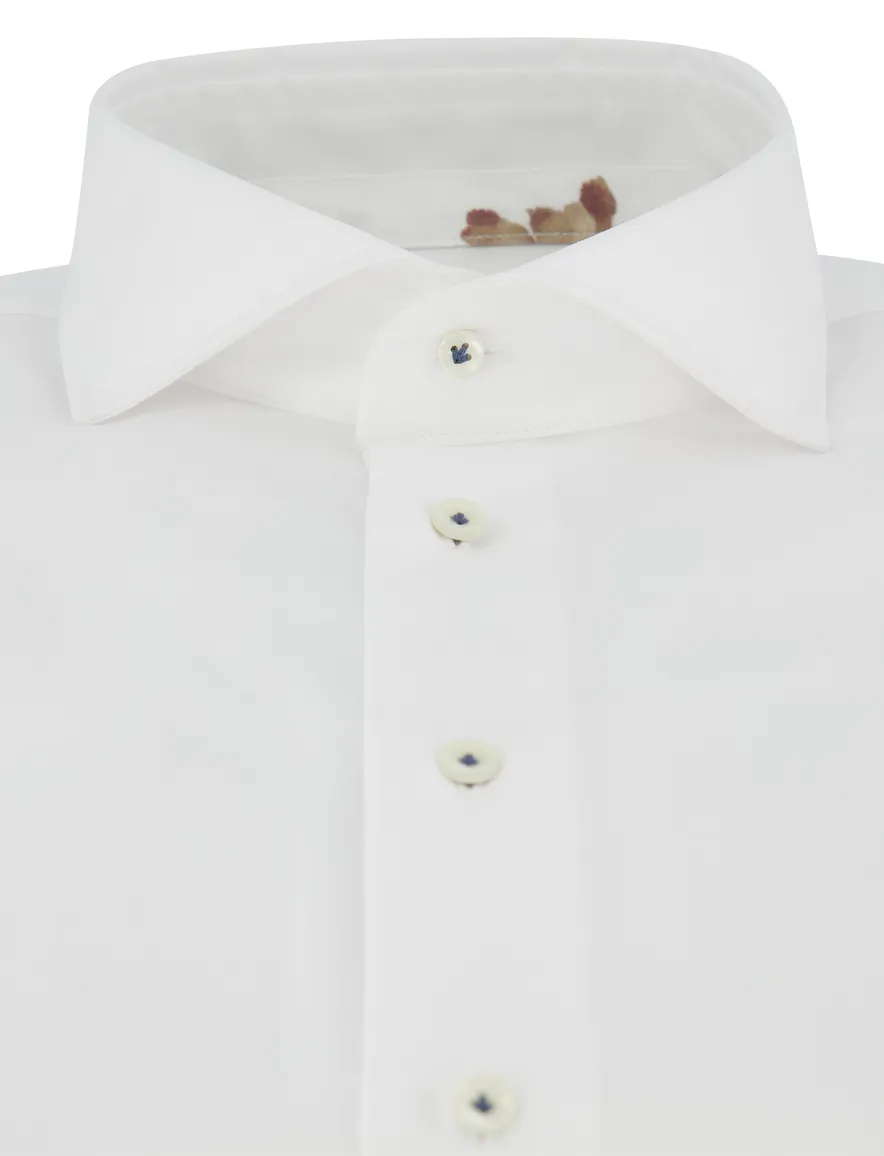 Overhemd Profuomo Slim Fit wit effen strijkvrij