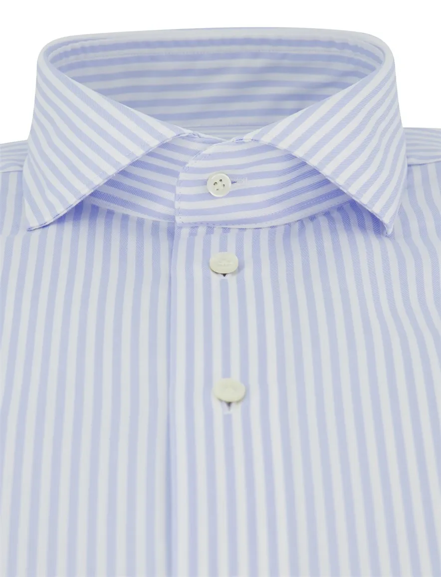 Profuomo overhemd Slim Fit lichtblauw gestreept strijkvrij