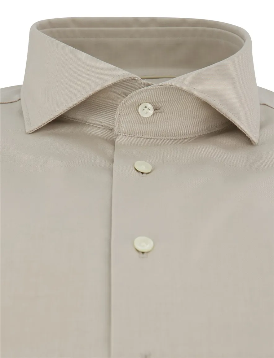 Profuomo overhemd mouwlengte 7 Slim Fit beige