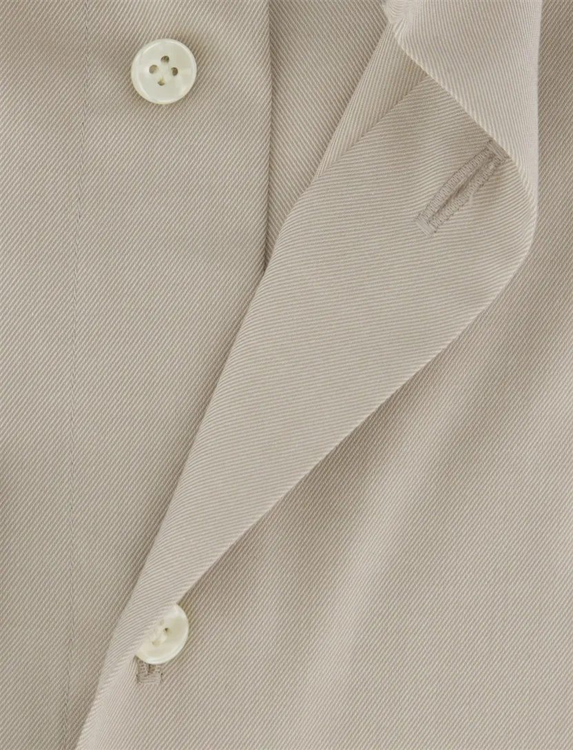 Beige Profuomo overhemd Slim Fit mouwlengte 7 katoen