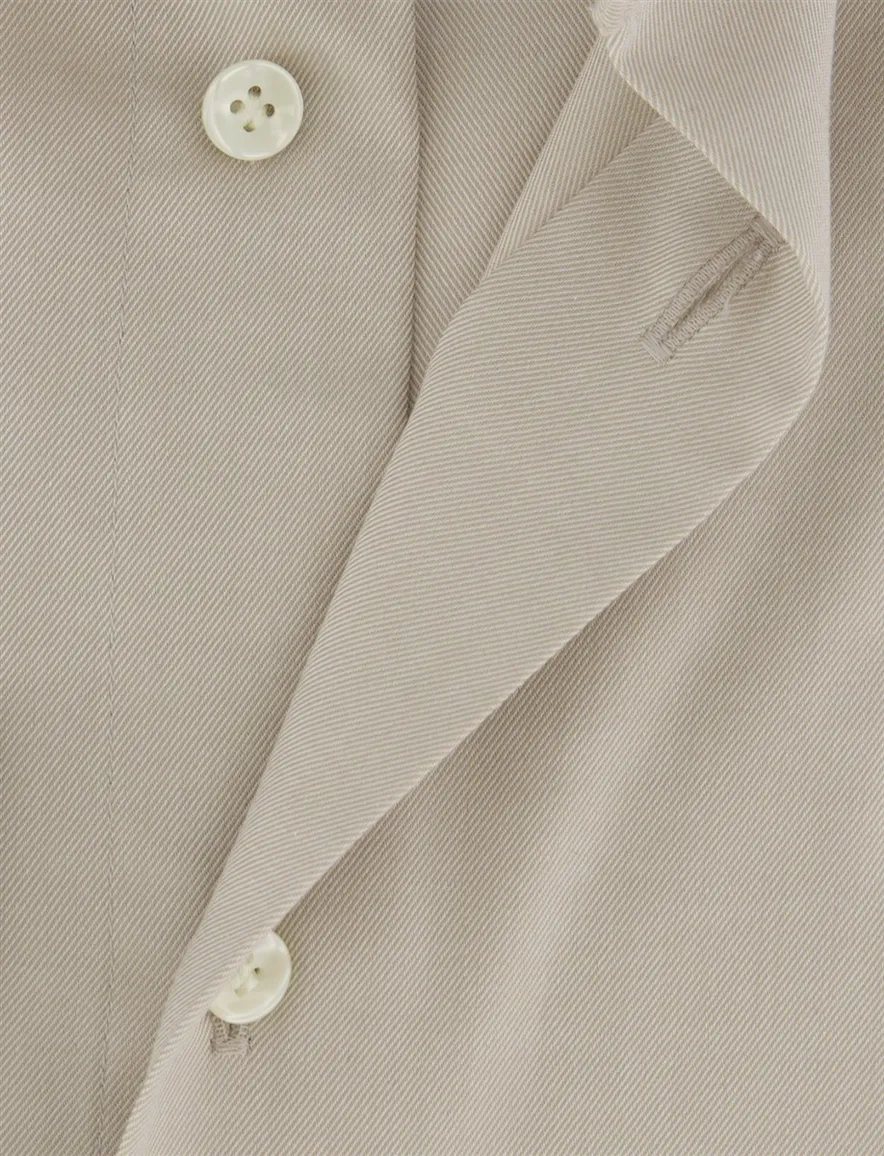 Profuomo overhemd mouwlengte 7 Slim Fit beige