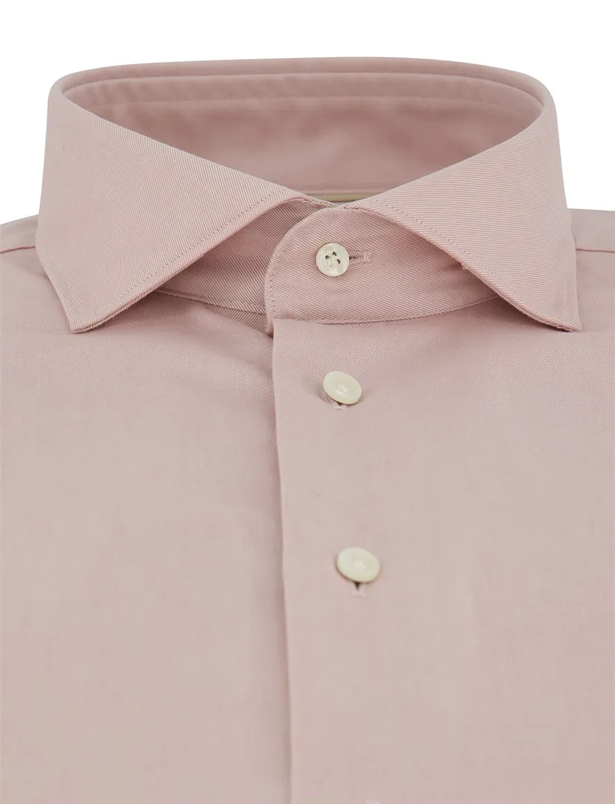 Overhemd Profuomo Slim Fit roze mouwlengte 7 katoen