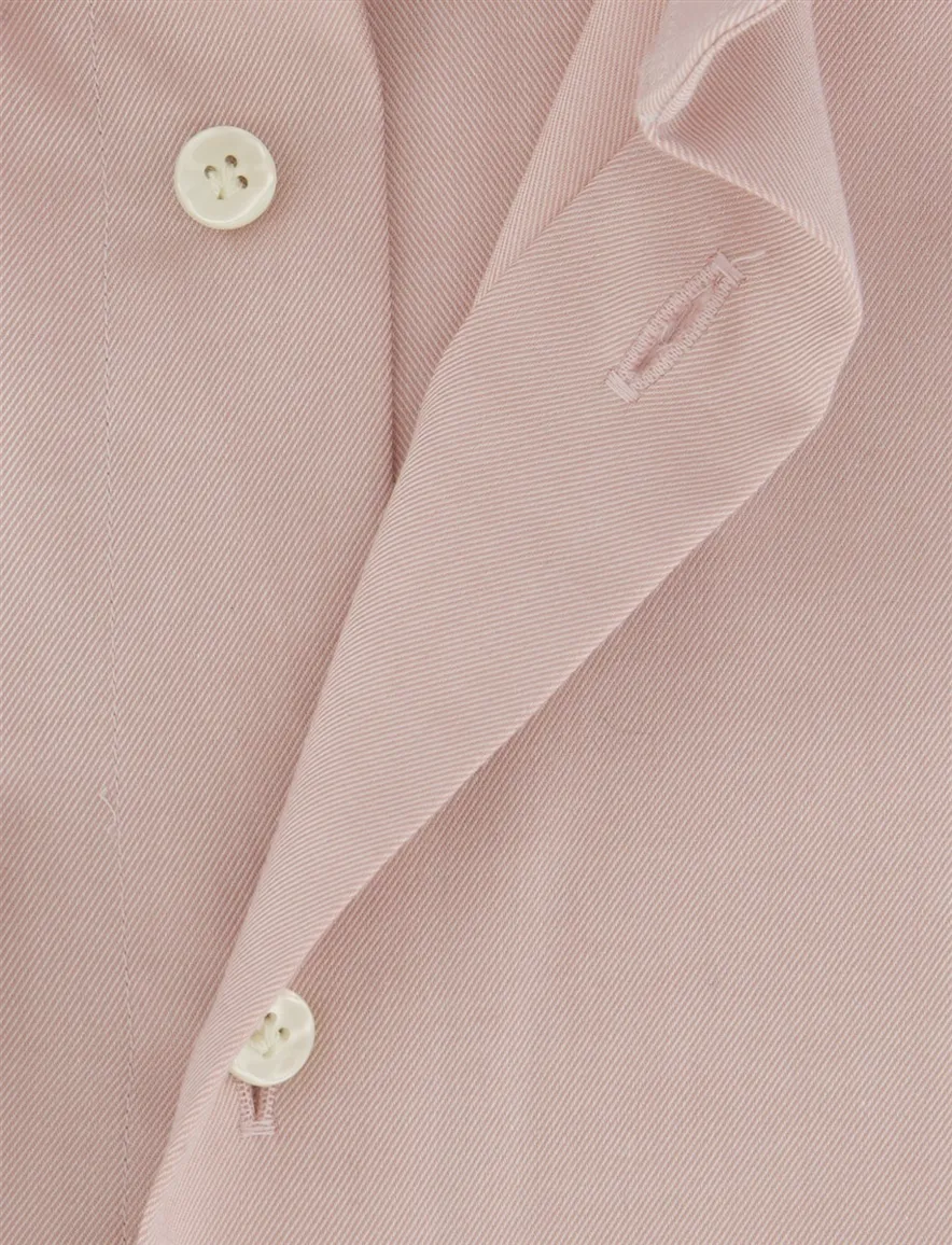 Overhemd Profuomo Slim Fit roze mouwlengte 7 katoen