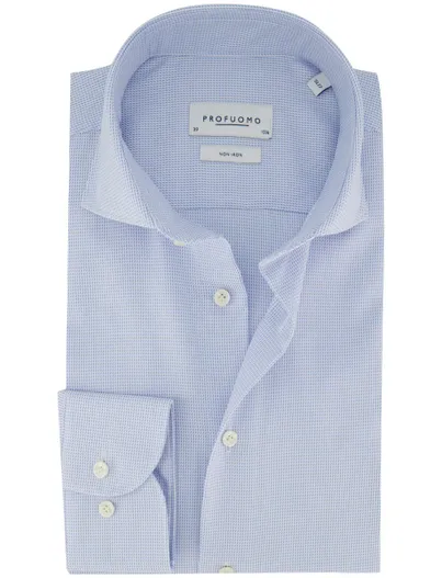 Profuomo Overhemd Profuomo Slim Fit lichtblauw mouwlengte 7 katoen