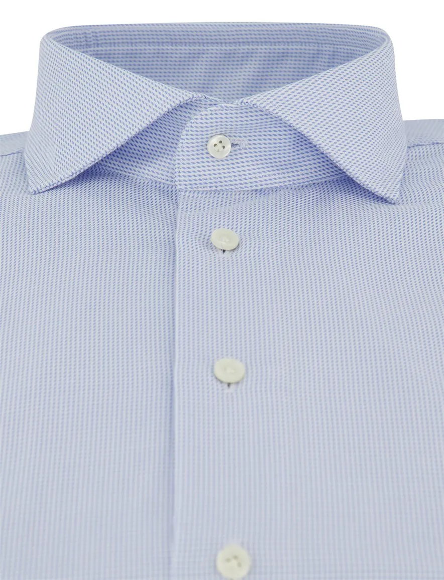 Overhemd Profuomo Slim Fit lichtblauw mouwlengte 7 katoen