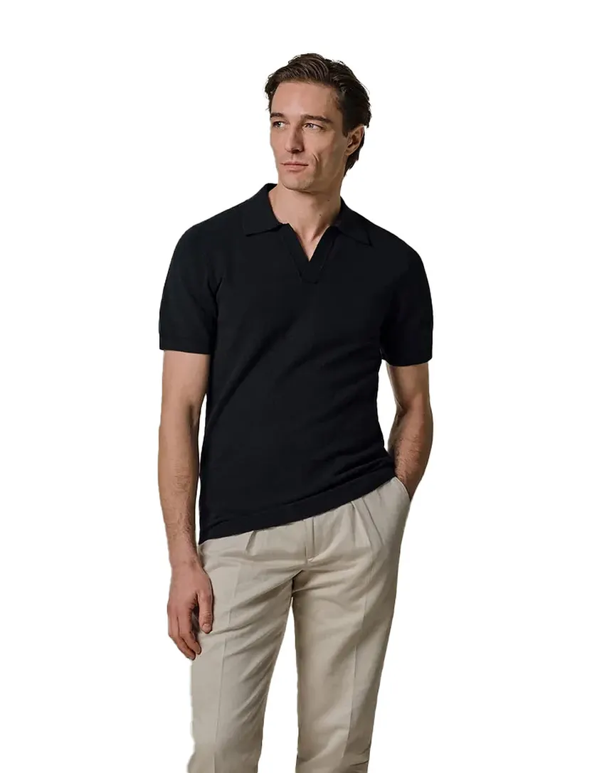 Poloshirt Profuomo navy v-hals