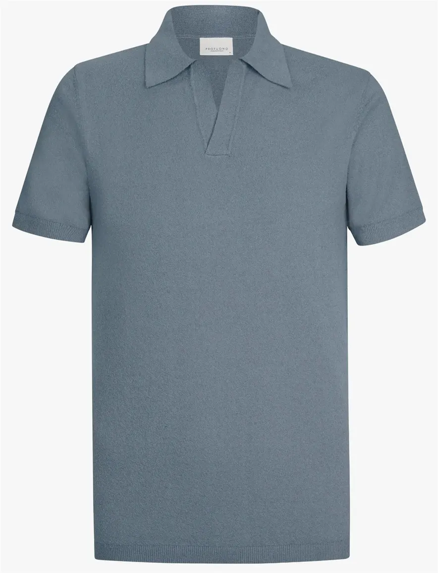 Profuomo v-hals polo blauw