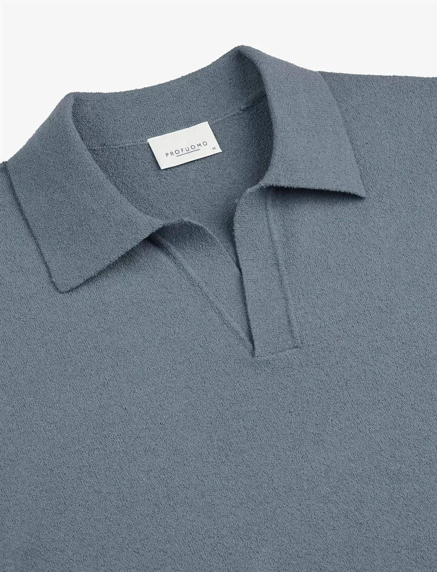 Profuomo v-hals polo blauw