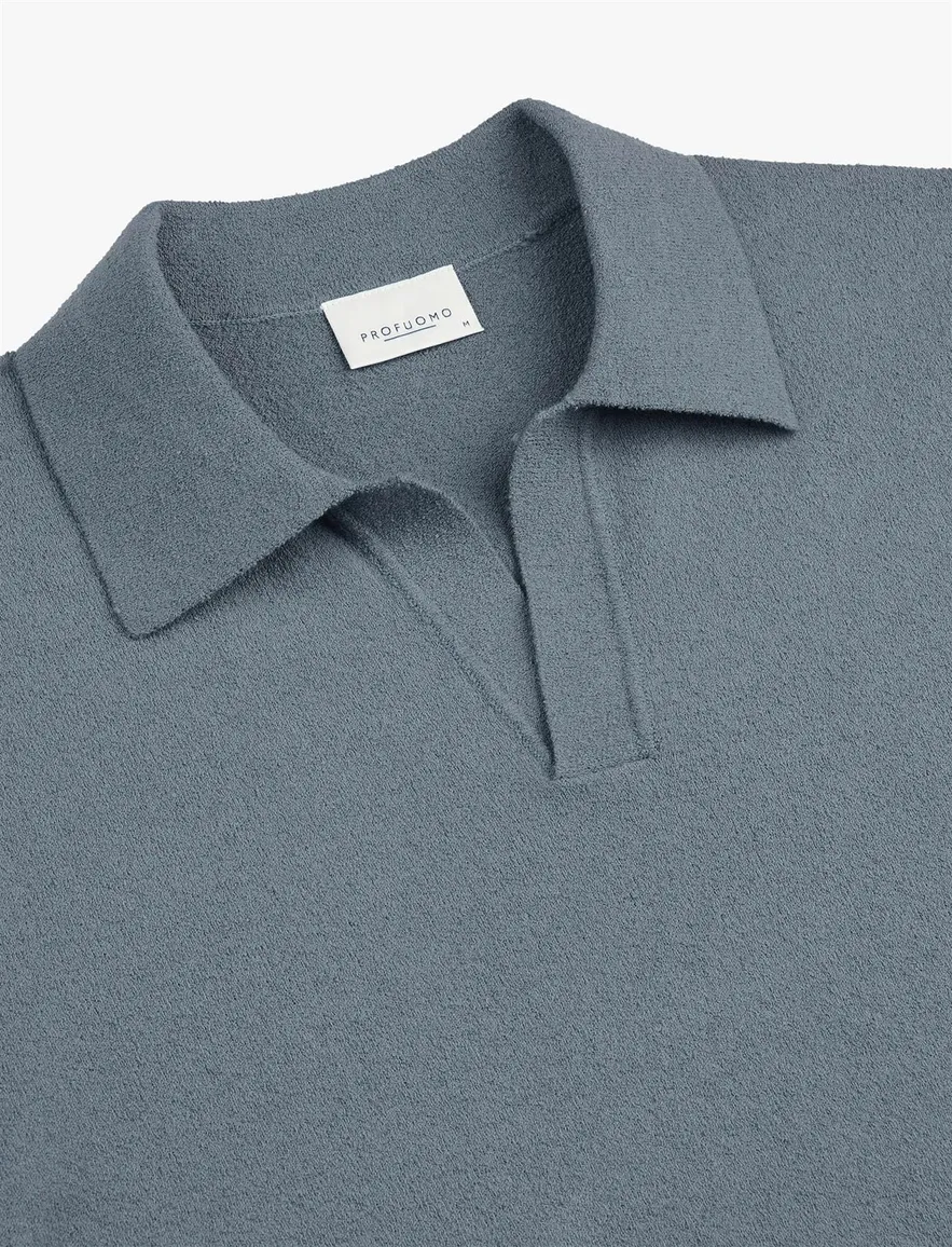 V-hals Profuomo polo blauw regular fit